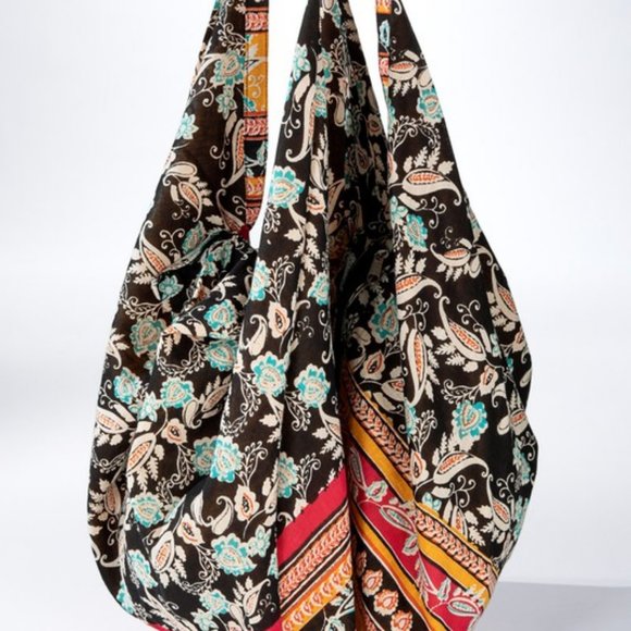 Orange multi print Boho Tote bag shoulder handbag sling  bag summer bag - Picture 3 of 12